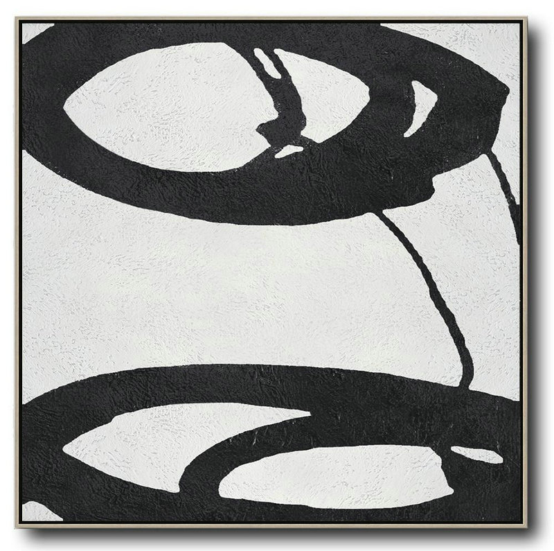 Large Abstract Art Handmade Oil Painting,Oversized Minimal Black And White Painting - Abstract Painting Modern Art